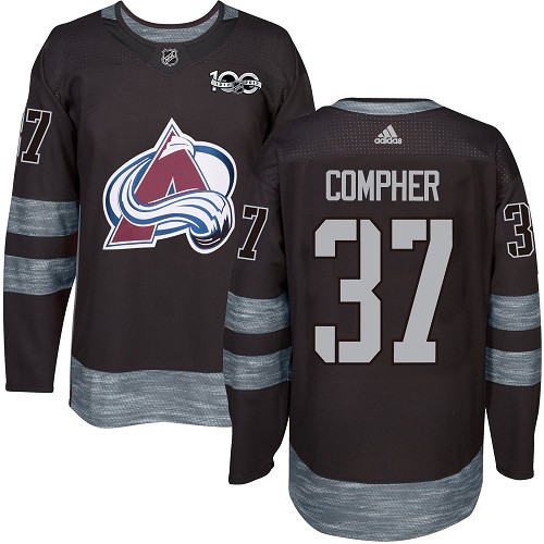 Adidas Avalanche #37 J.T. Compher Black 1917-100th Anniversary Stitched NHL Jersey